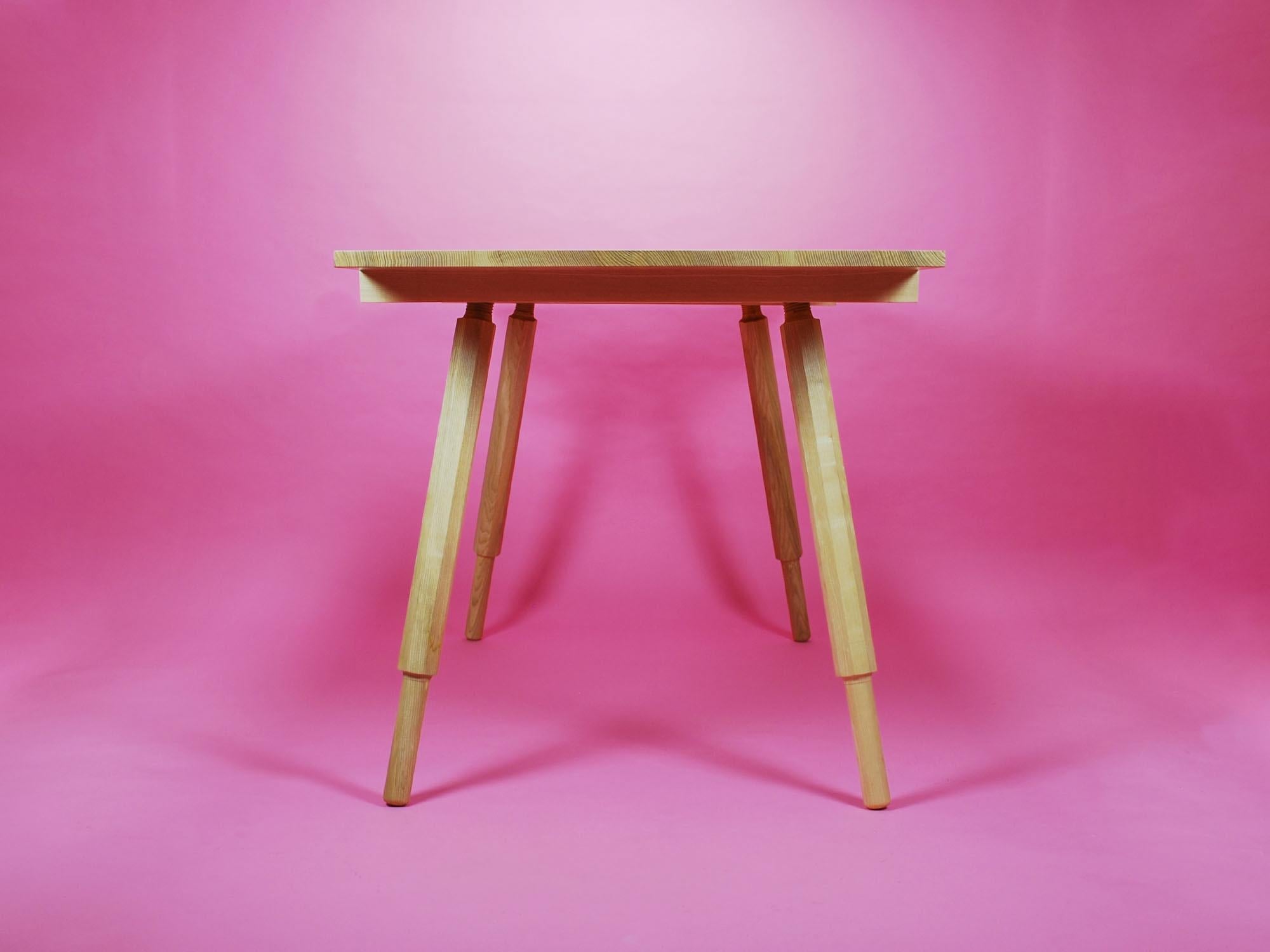Hand-Crafted Dining Table, Solid Ash with Screw in Legs, Design by Loose Fit, UK For Sale