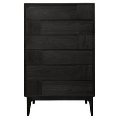 Dovetail Scandinavian Black Six-Drawer Dresser