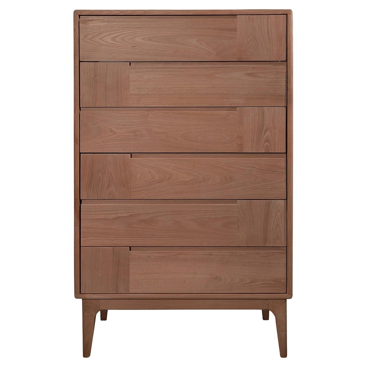 Dovetail Scandinavian Brown Six-Drawer Dresser For Sale