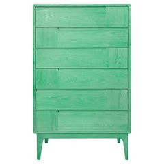 Dovetail Scandinavian Green Six-Drawer Dresser