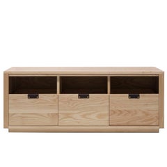 Dovetail Vinyl Record Storage Cabinet in Solid Natural Walnut with 3 Drawers
