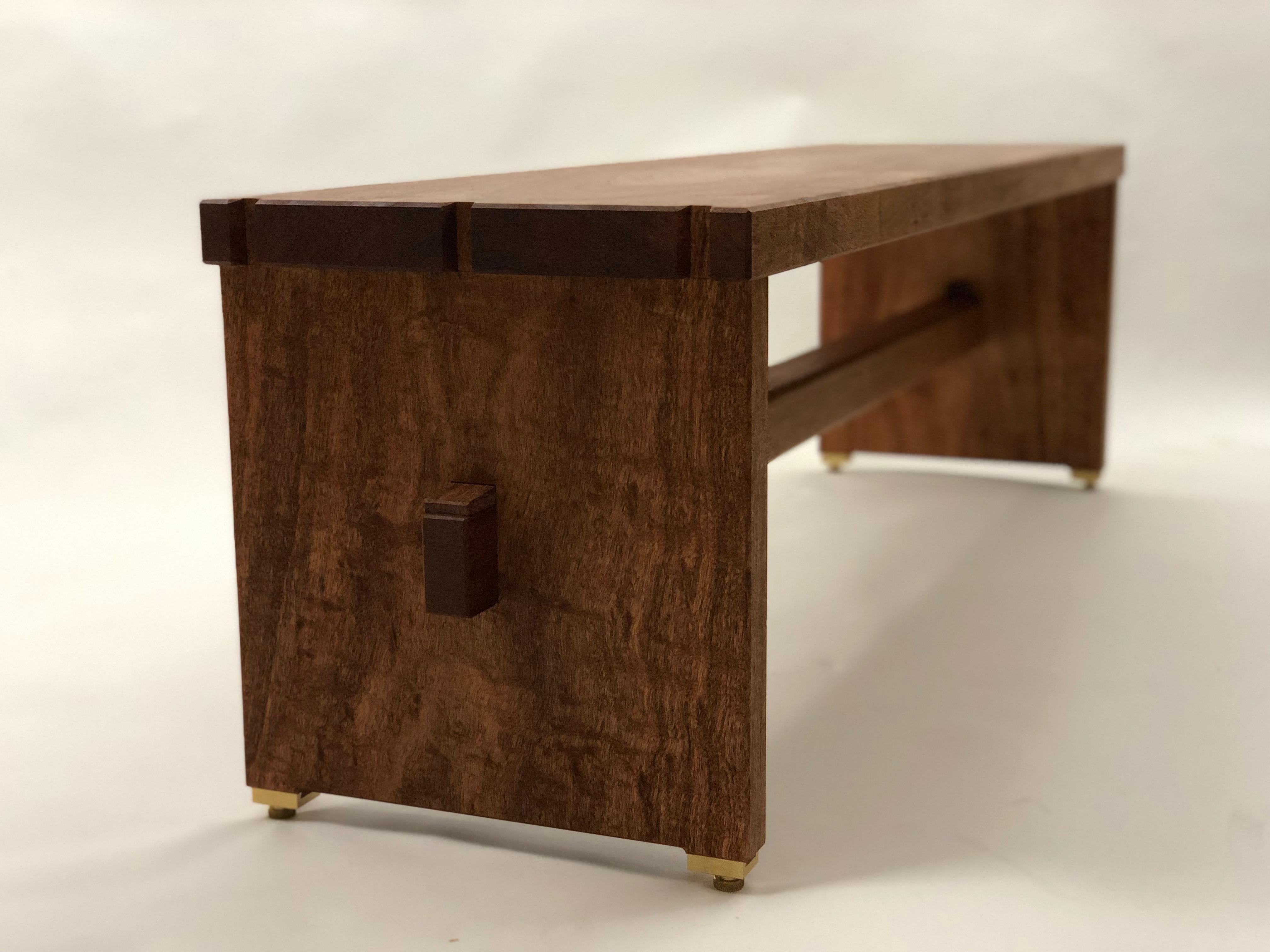 Contemporary Dovetailed Bench in Mahogany For Sale