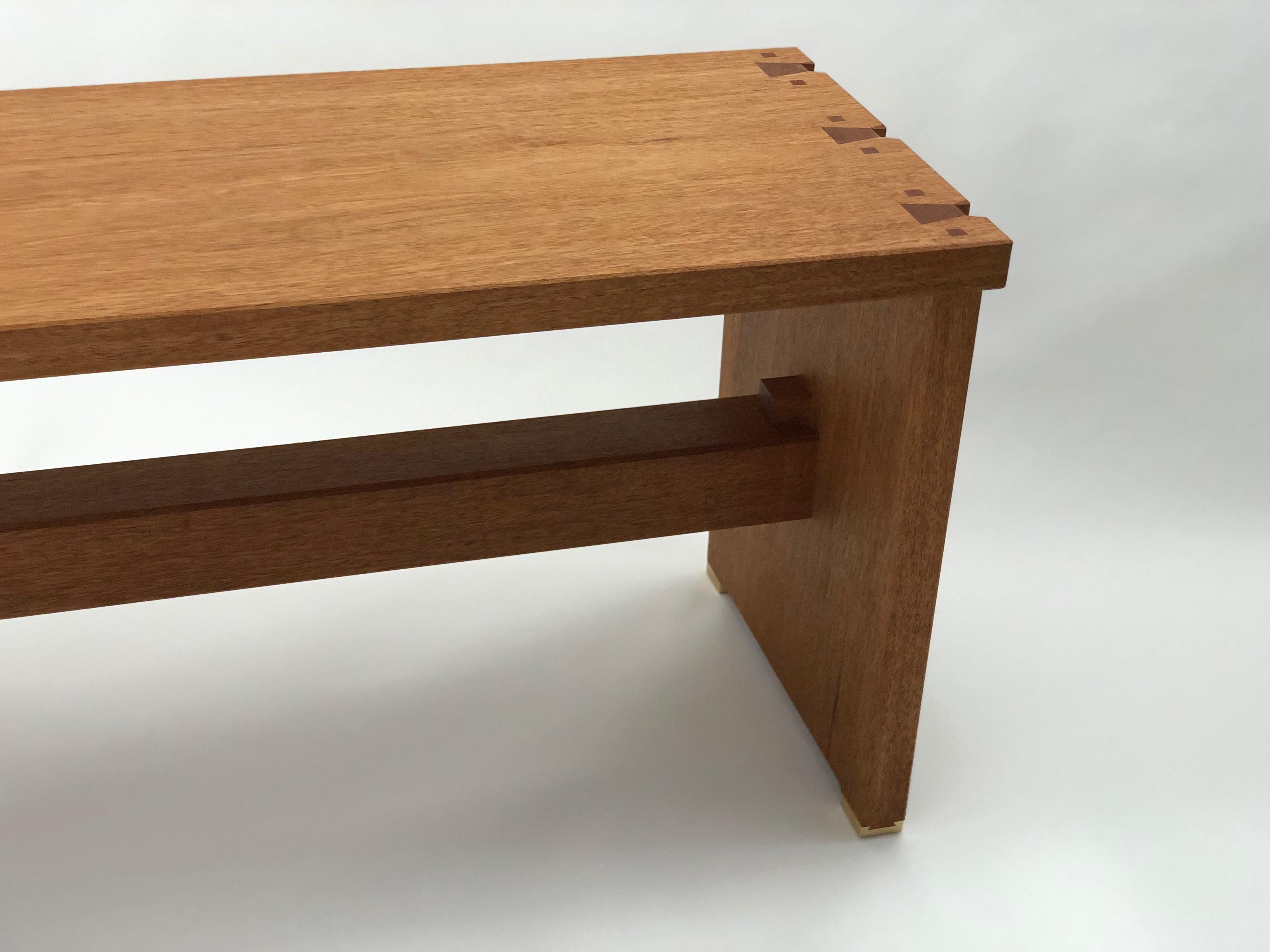 Contemporary Dovetailed Bench in Mahogany by Brian Holcombe For Sale