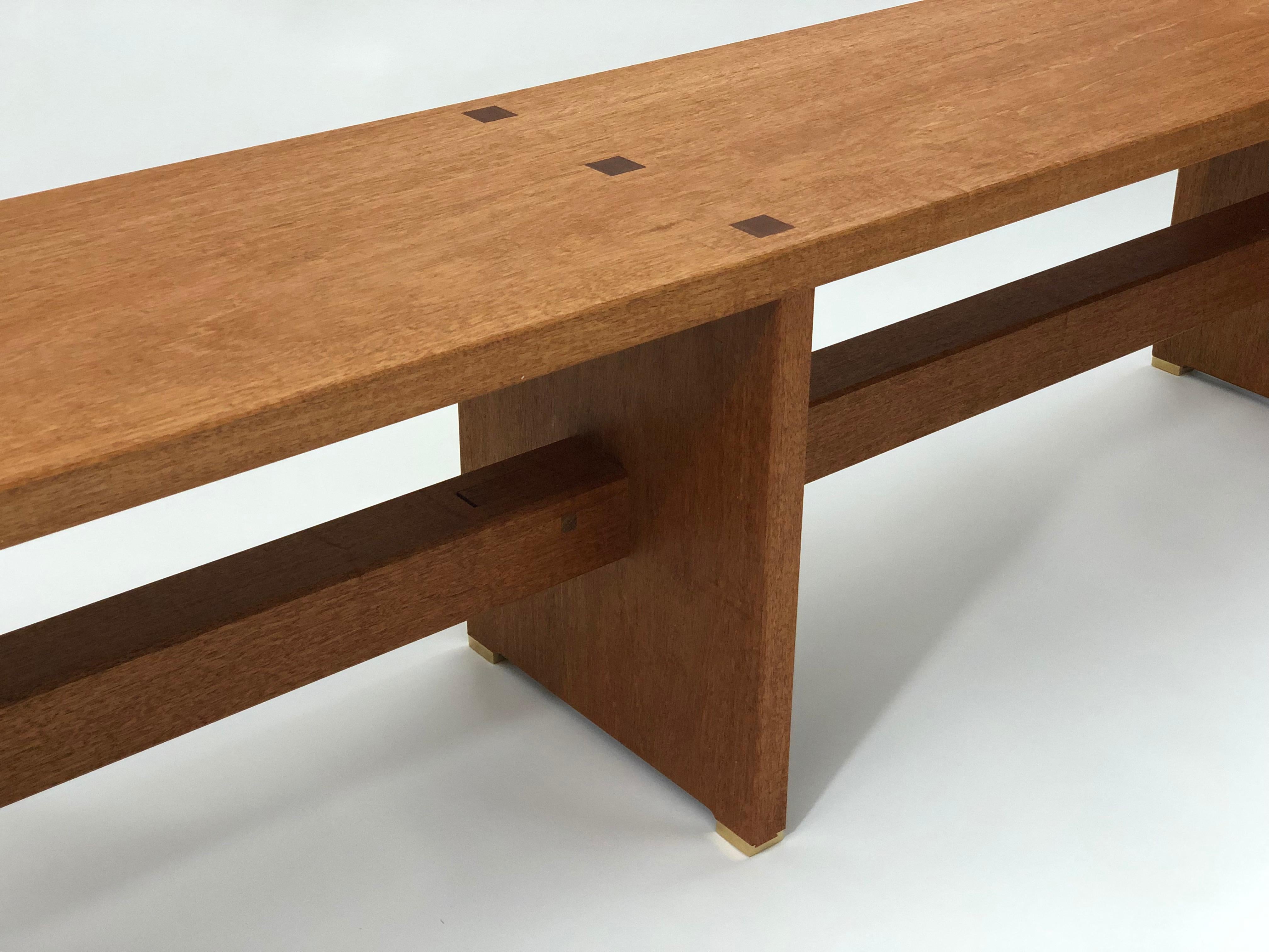 American Dovetailed Corner Long Bench in Mahogany For Sale