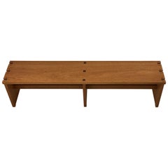 Banc long d'angle à queue d'aronde en acajou