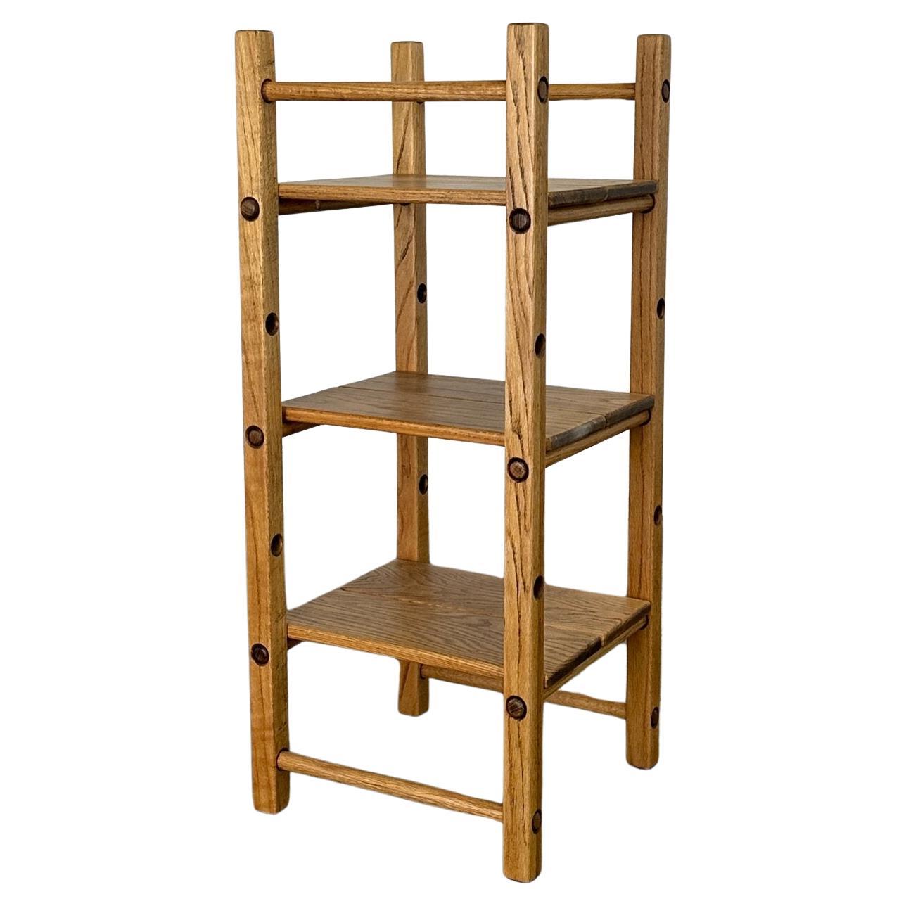 Dowel system tiered shelving unit