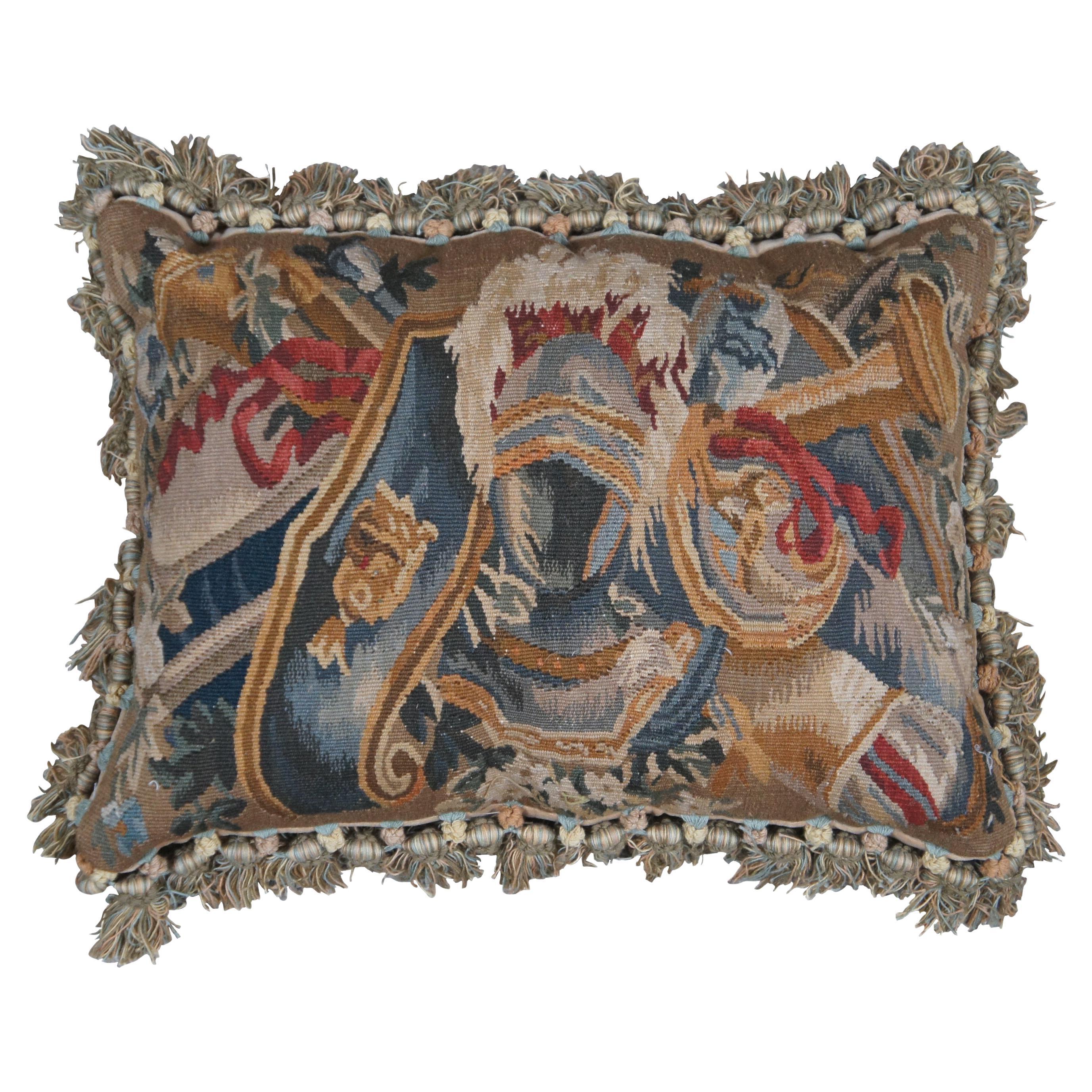 Knight Shield Throw Down Filled Knight in Armor Heraldic Embroidered Tassel Lumbar Throw ...