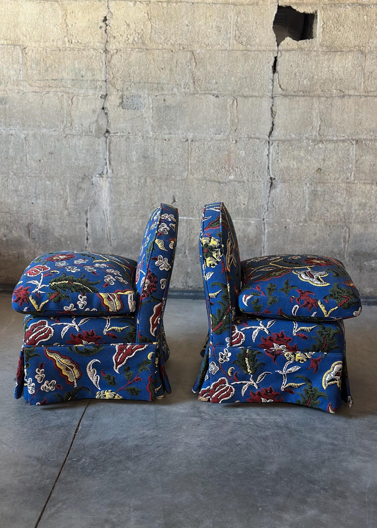 Art Déco Sedie con imbottitura in piuma d'oca di Pierre Frey, una coppia in vendita