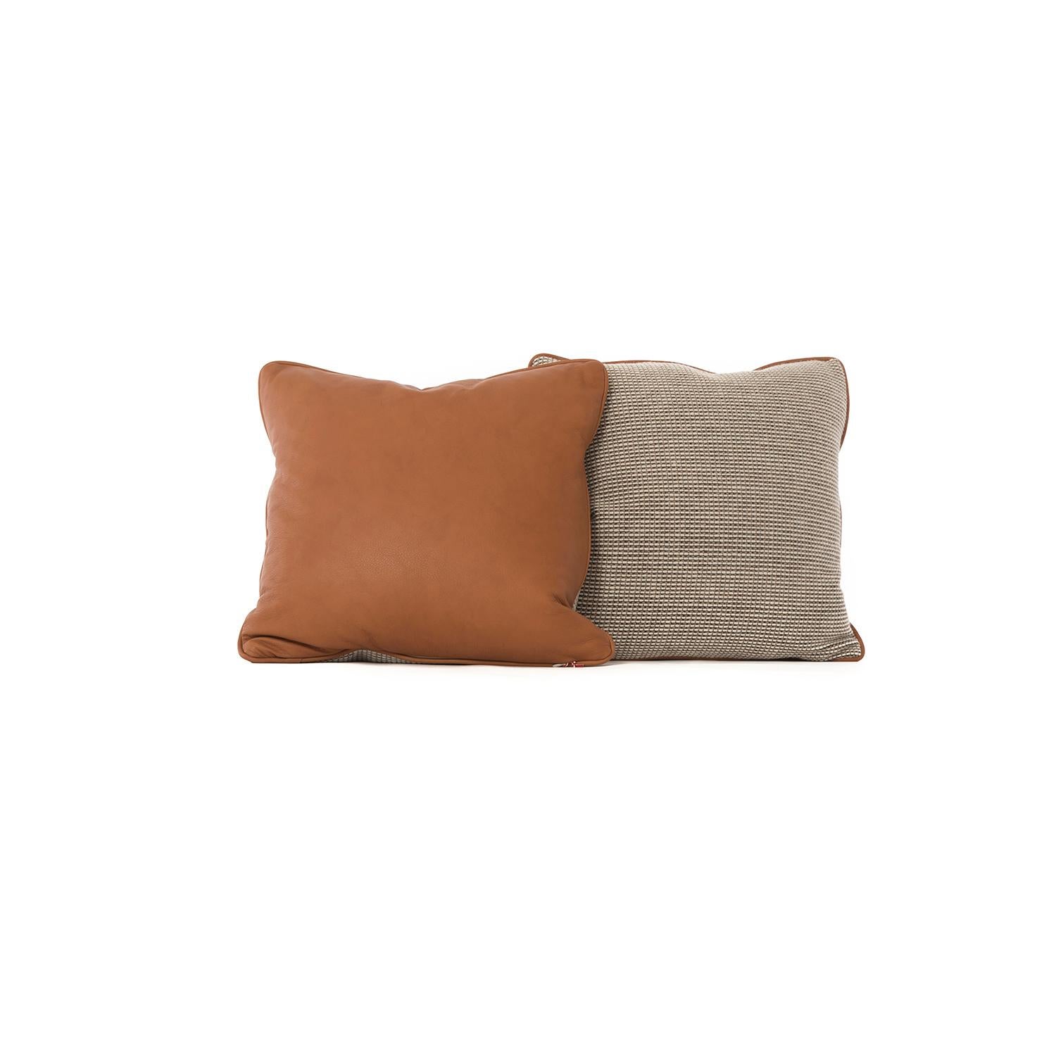 Modern Down Filled Wool and Leather Throw Pillows
