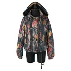 Down jacket with Gazette and flower print JOHN GALLIANO