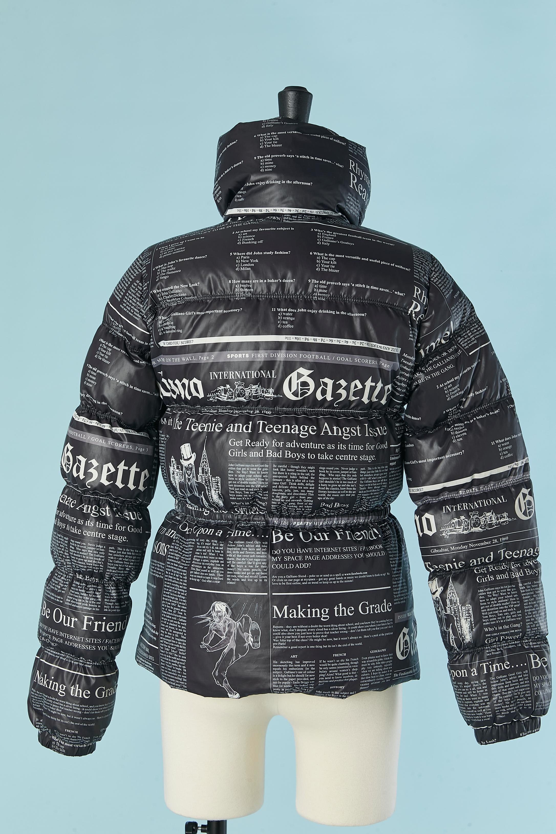Down jacket with News paper print on John Galliano For Sale 1