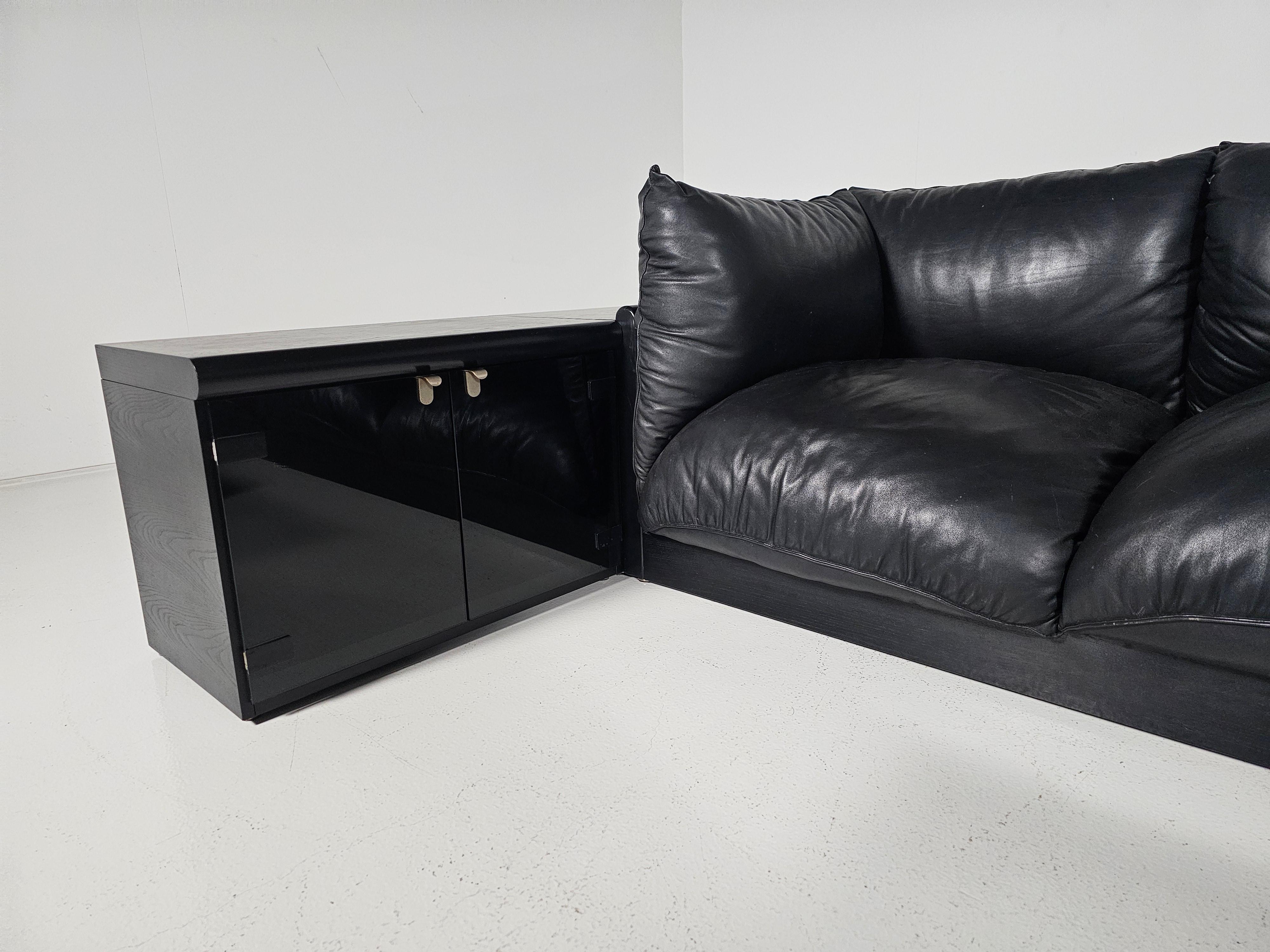 Canapé 'Downs' en cuir noir  par Carlo Bartoli pour Rossi di Albizzate, 1970 en vente 3