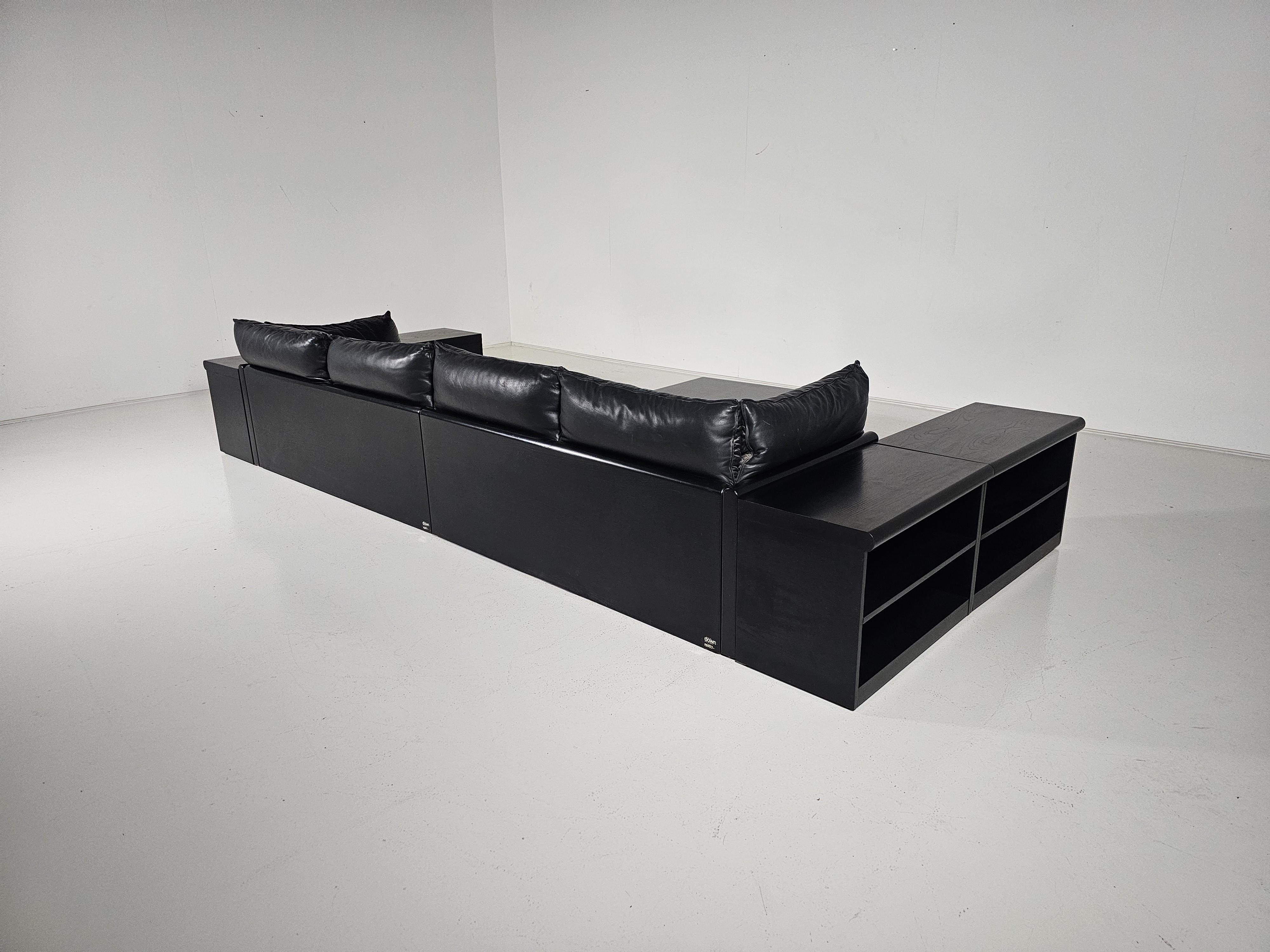 Canapé 'Downs' en cuir noir  par Carlo Bartoli pour Rossi di Albizzate, 1970 en vente 4