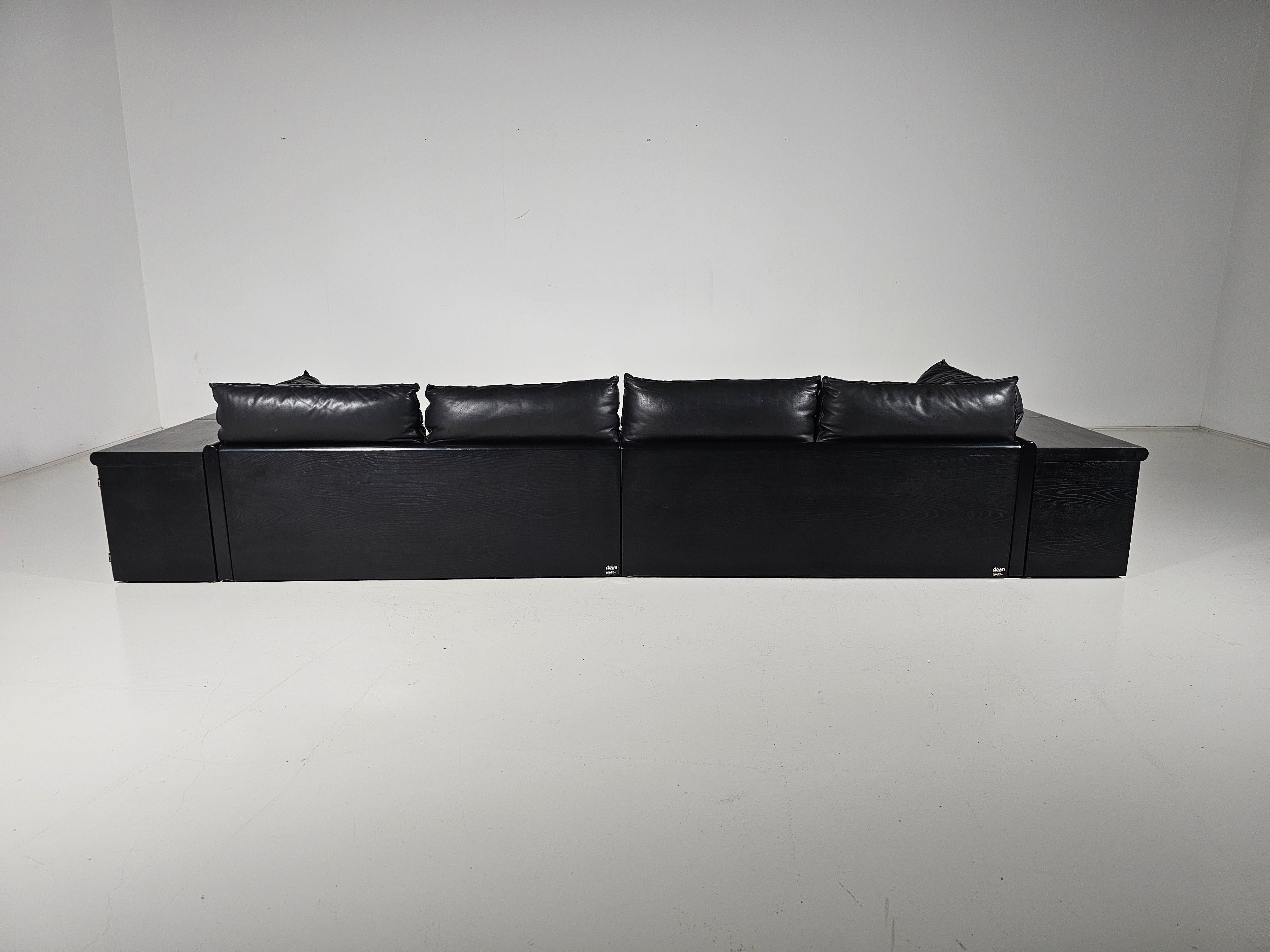 Canapé 'Downs' en cuir noir  par Carlo Bartoli pour Rossi di Albizzate, 1970 en vente 5