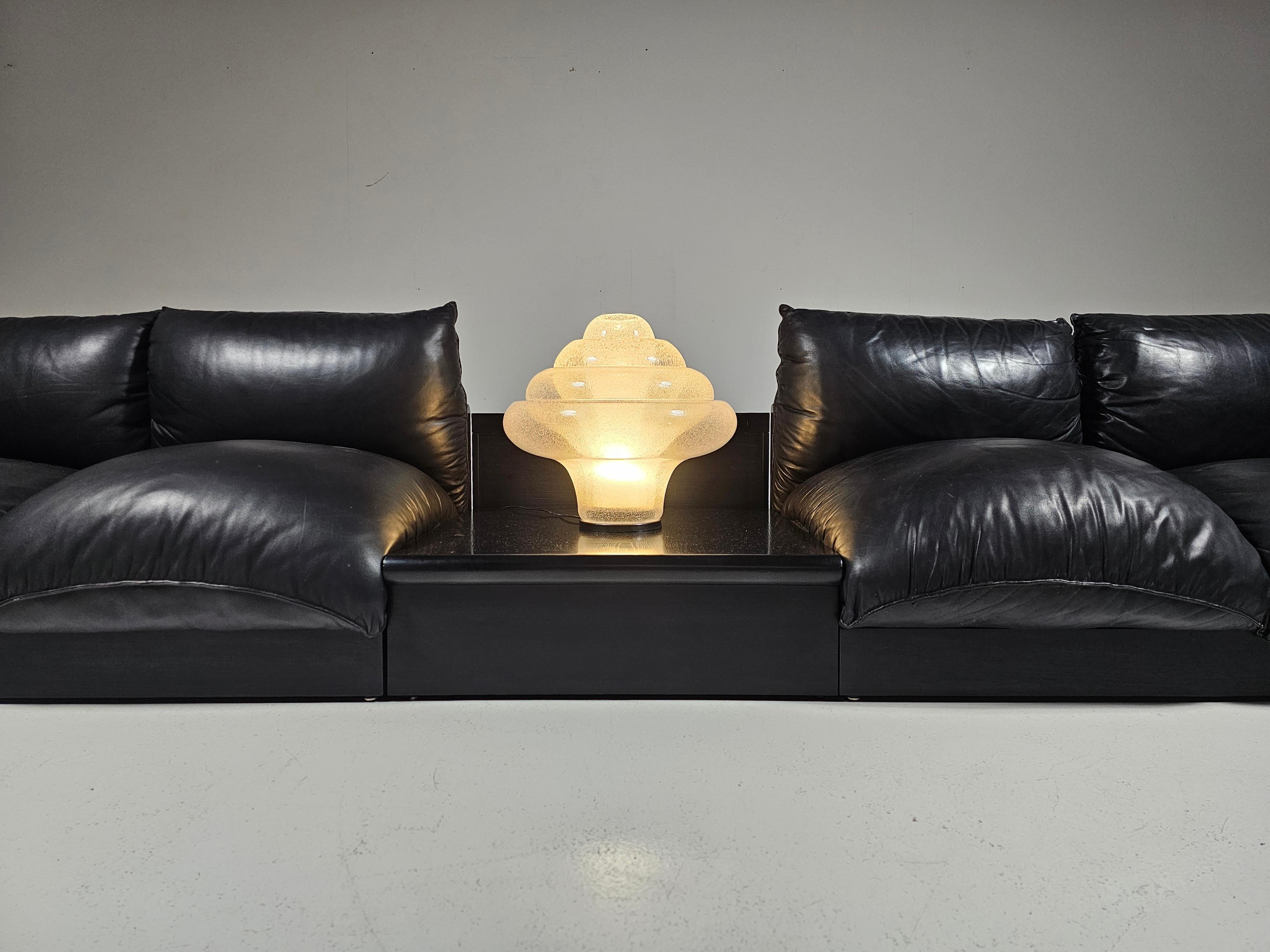 italien Canapé 'Downs' en cuir noir  par Carlo Bartoli pour Rossi di Albizzate, 1970 en vente
