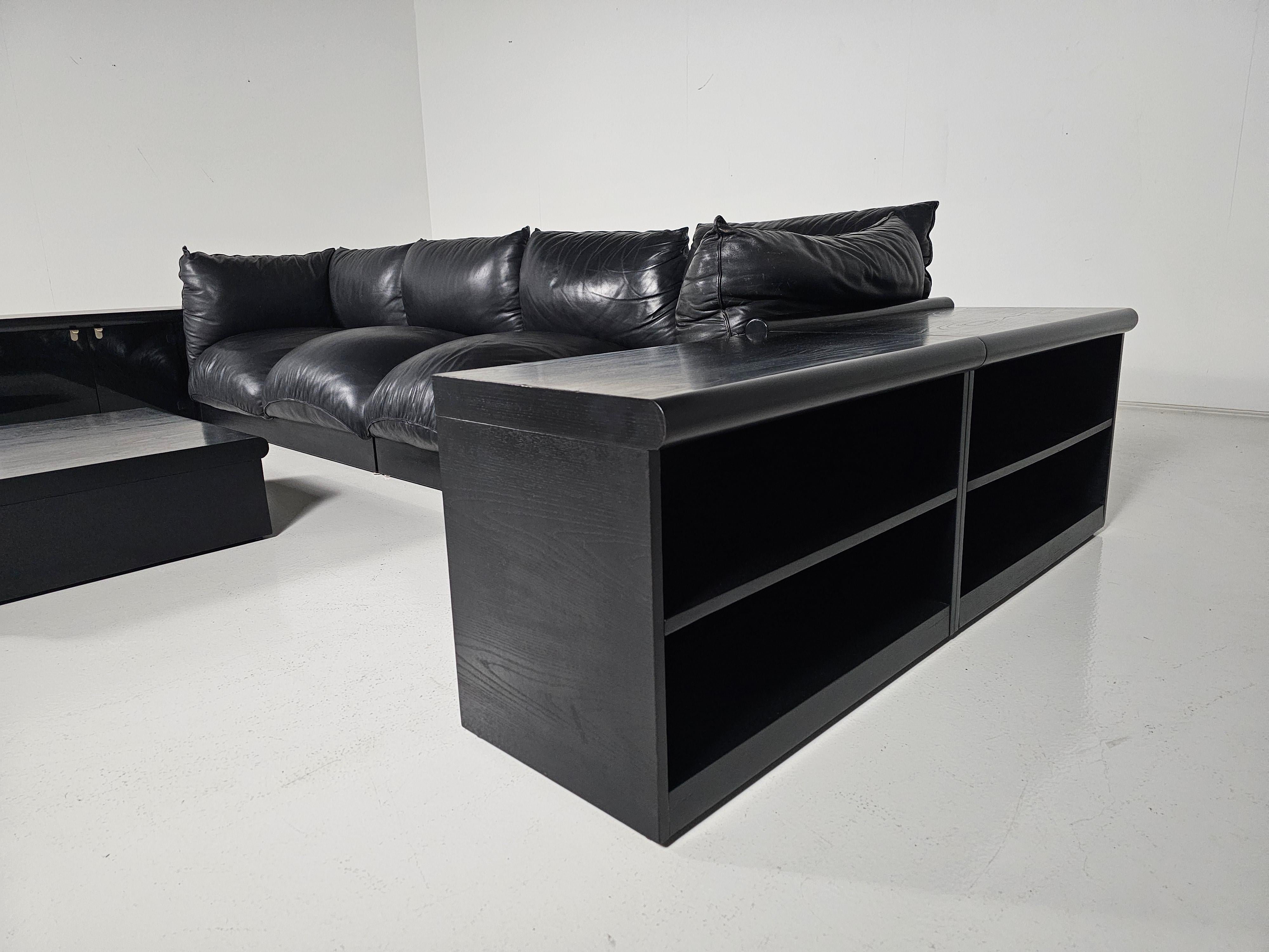 Canapé 'Downs' en cuir noir  par Carlo Bartoli pour Rossi di Albizzate, 1970 en vente 2