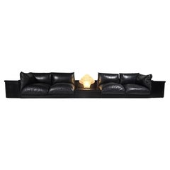'Down' Sofa in black leather  by Carlo Bartoli for Rossi di Albizzate, 1970s