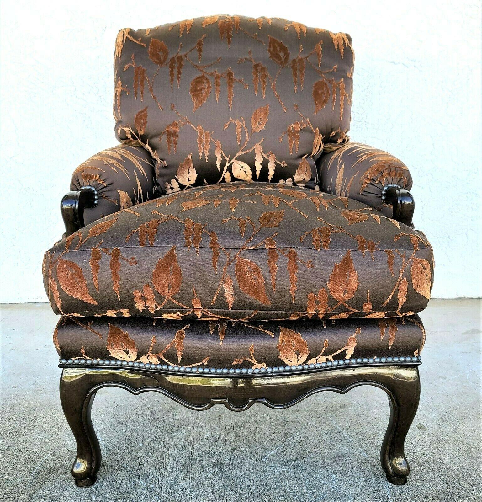 Hollywood Regency Down Stuffed Velvet Leaves Goats Feet Lounge Chair by J Robert Scott