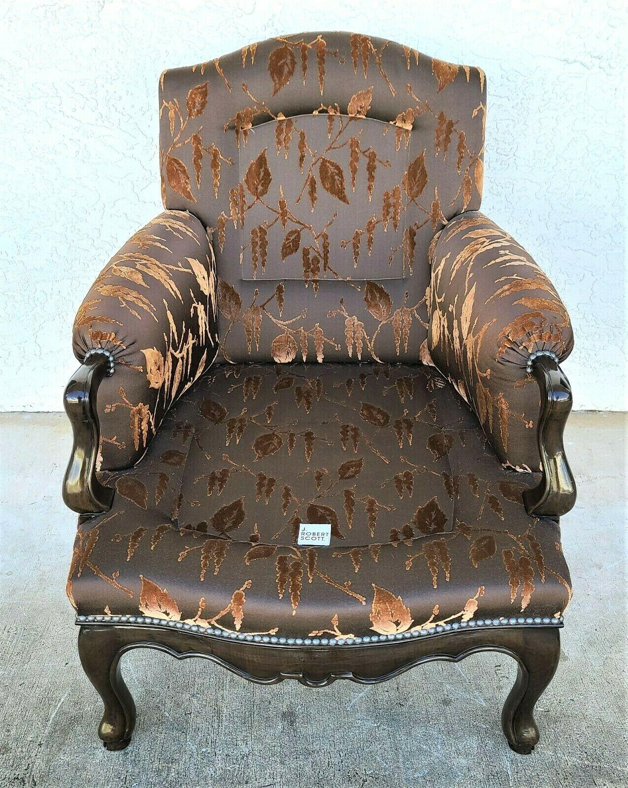 20th Century Down Stuffed Velvet Leaves Goats Feet Lounge Chair by J Robert Scott