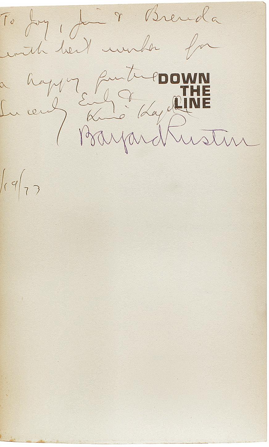 Down The Line. Collected Writings Of Bayard Rustin. SIGNED 1ST PAPERBACK EDITION In Good Condition For Sale In Hillsborough, NJ