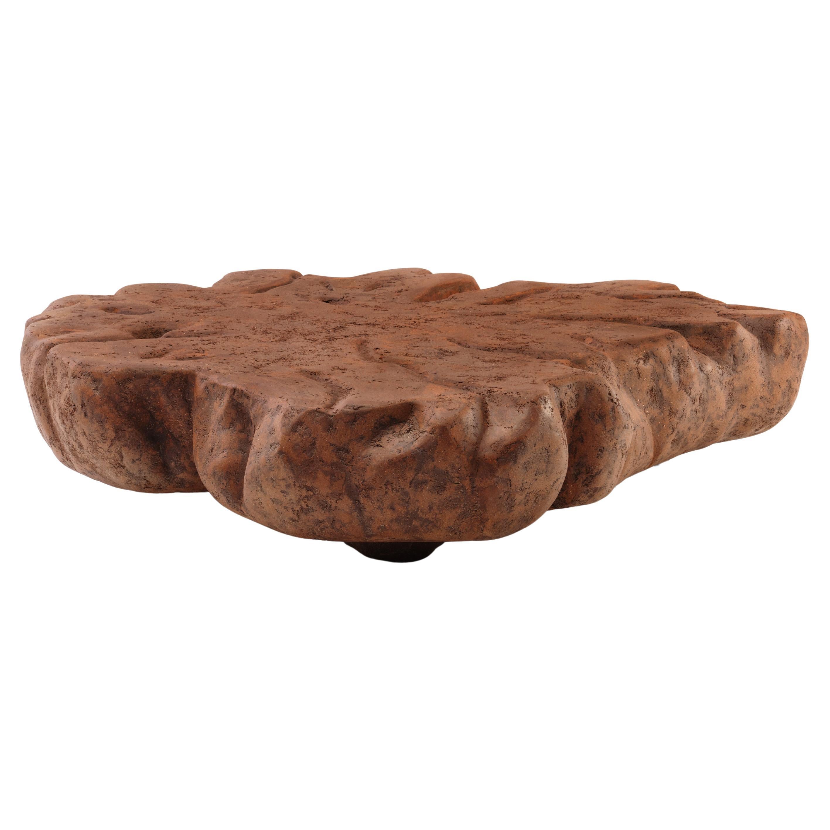 Down To Earth • Hand-Sculpted Red Earth Stone Coffee Table by Odditi For Sale
