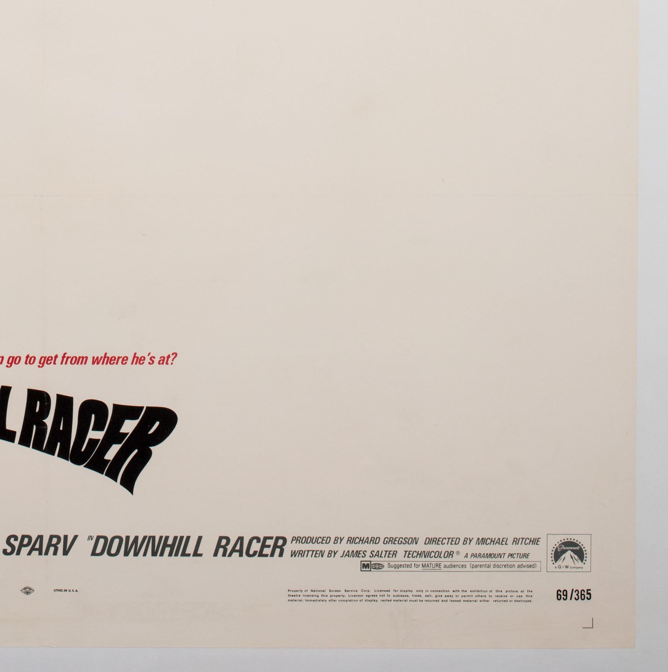 American Downhill Racer 1969 US 1 Sheet Film Movie Poster, Linen Backed