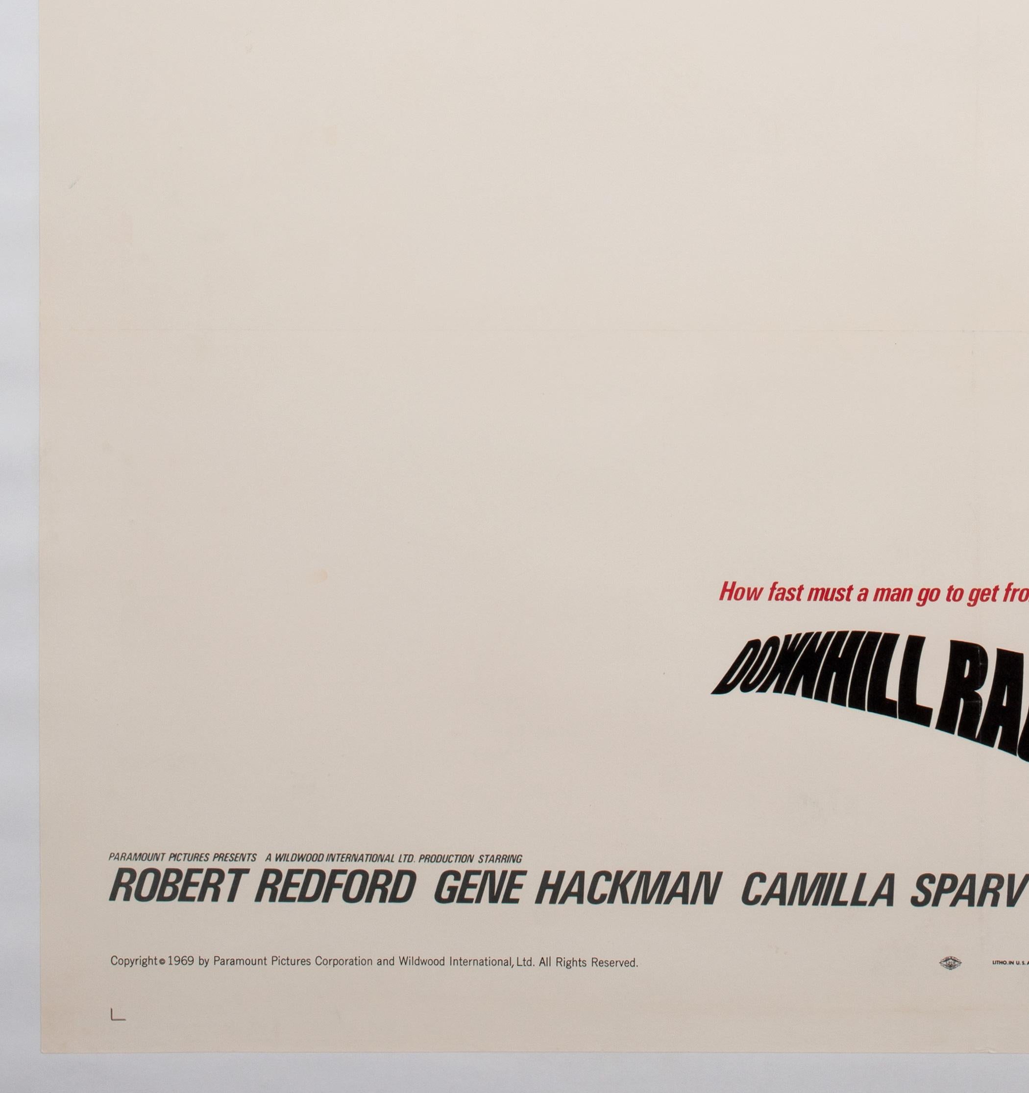 Downhill Racer, 1969, US-Filmplakat, 1 Blatt, Leinen Rückseite im Zustand „Hervorragend“ in Bath, Somerset