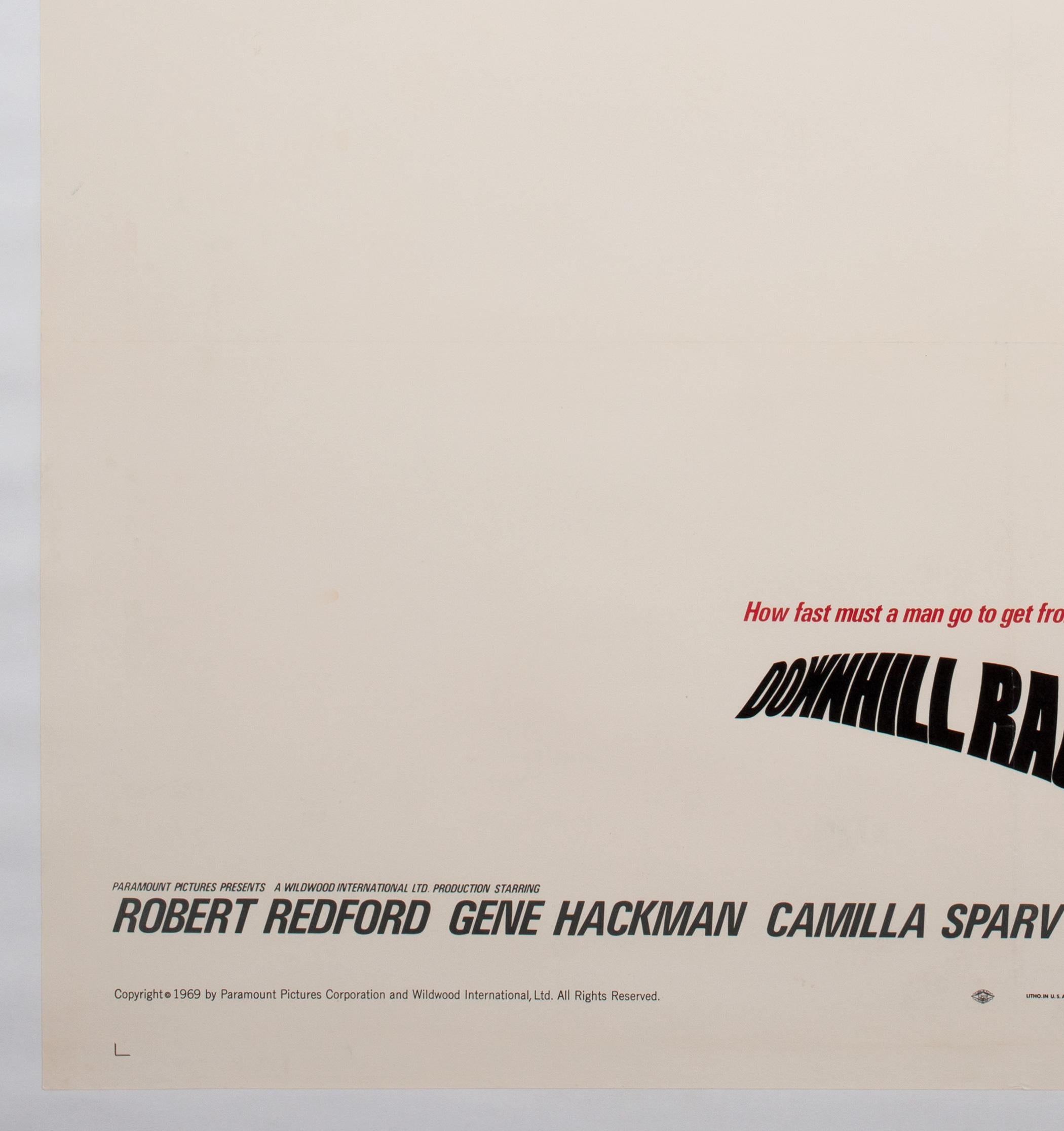 Downhill Racer 1969 US 1 Sheet Film Movie Poster, Linen Backed In Excellent Condition In Bath, Somerset