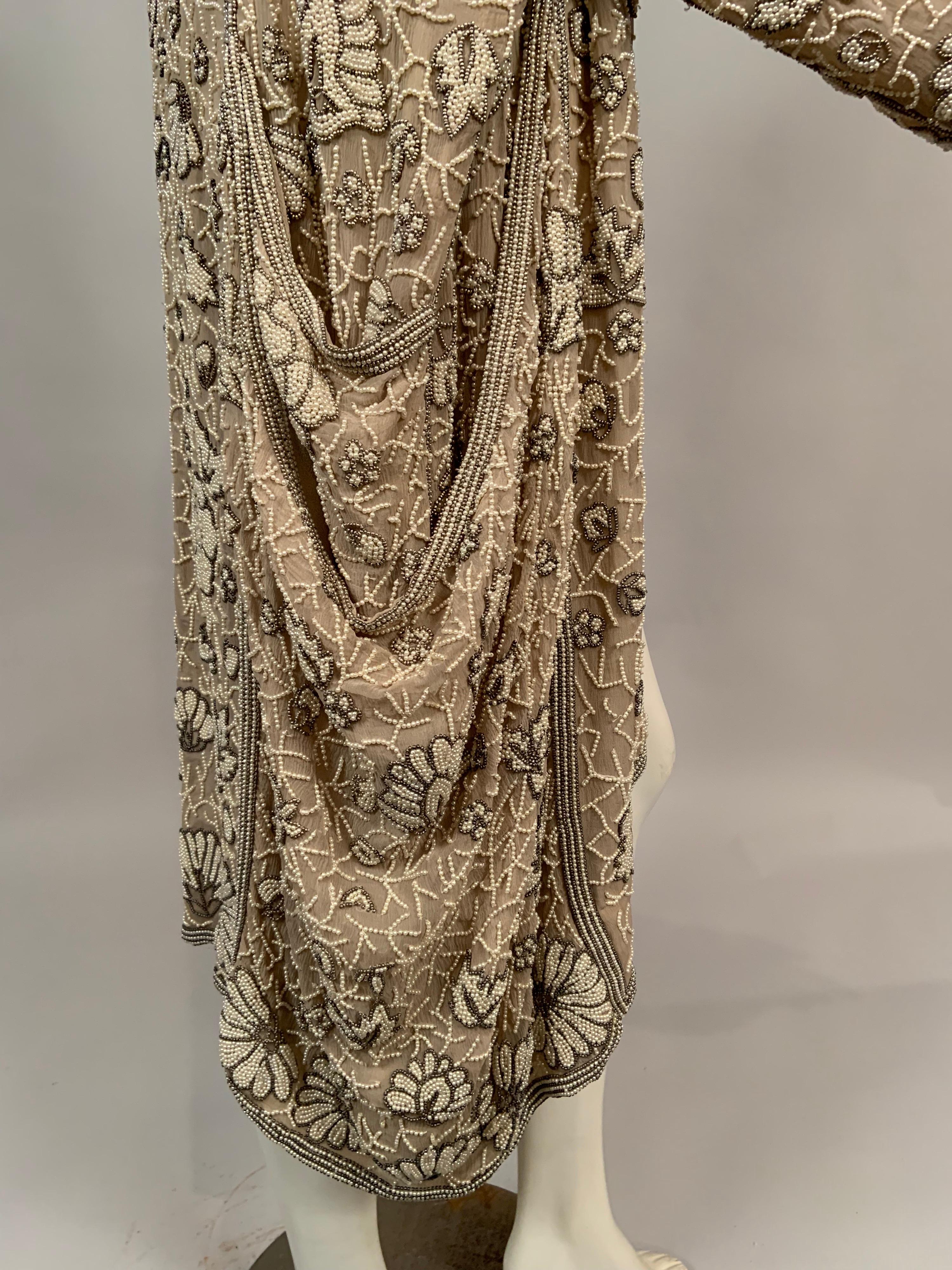 Pearl Beaded Silk Chiffon Evening Coat For Sale 5