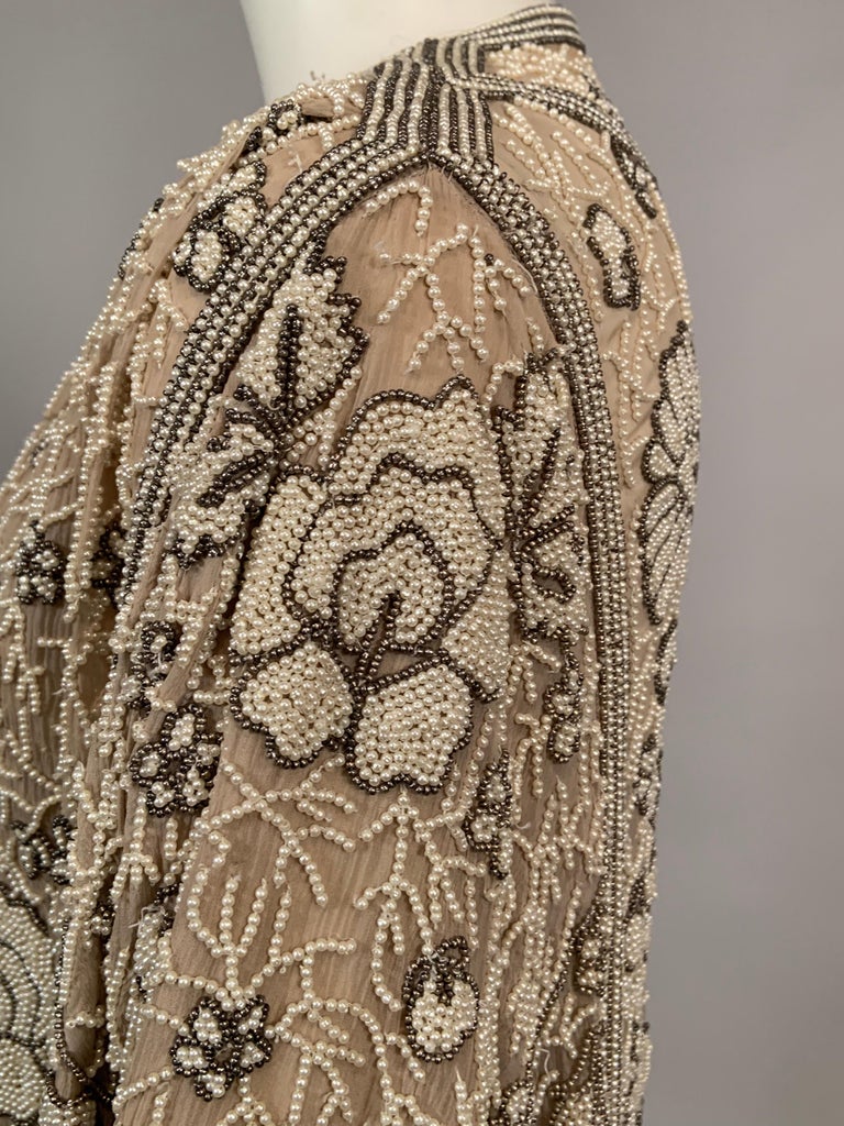 Fine Resham and Pearl Embroidered Chiffon Fluted cowl