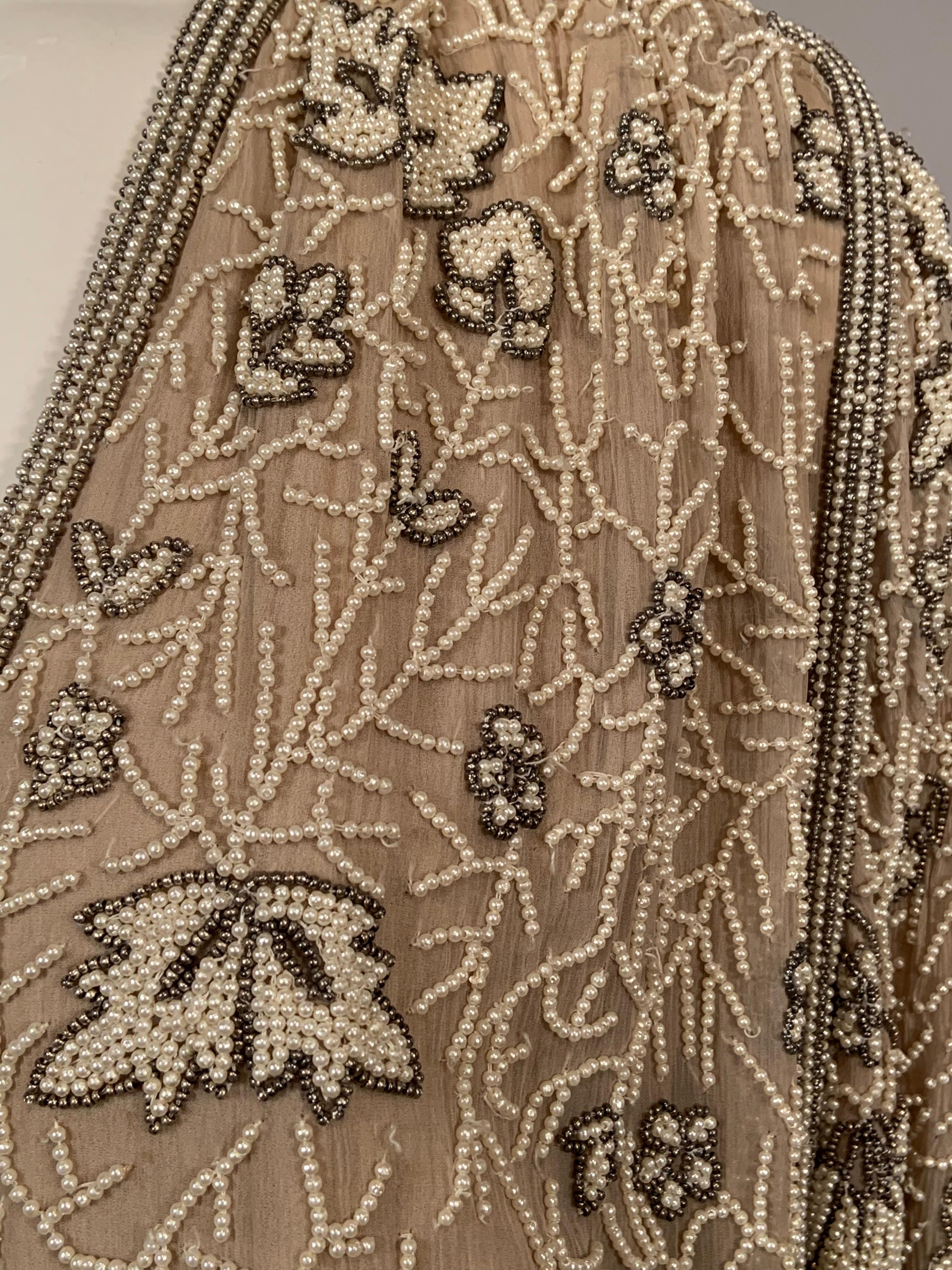 Women's Pearl Beaded Silk Chiffon Evening Coat For Sale
