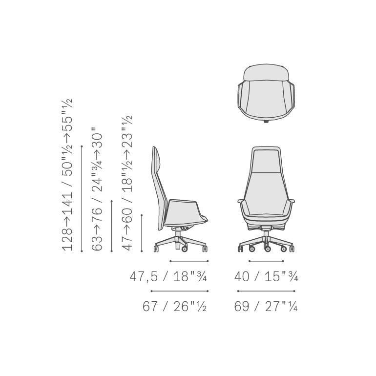 Chaise de président du Downtown en cuir véritable Pelle SC 26 Topo gris clair Neuf - En vente à New York, NY