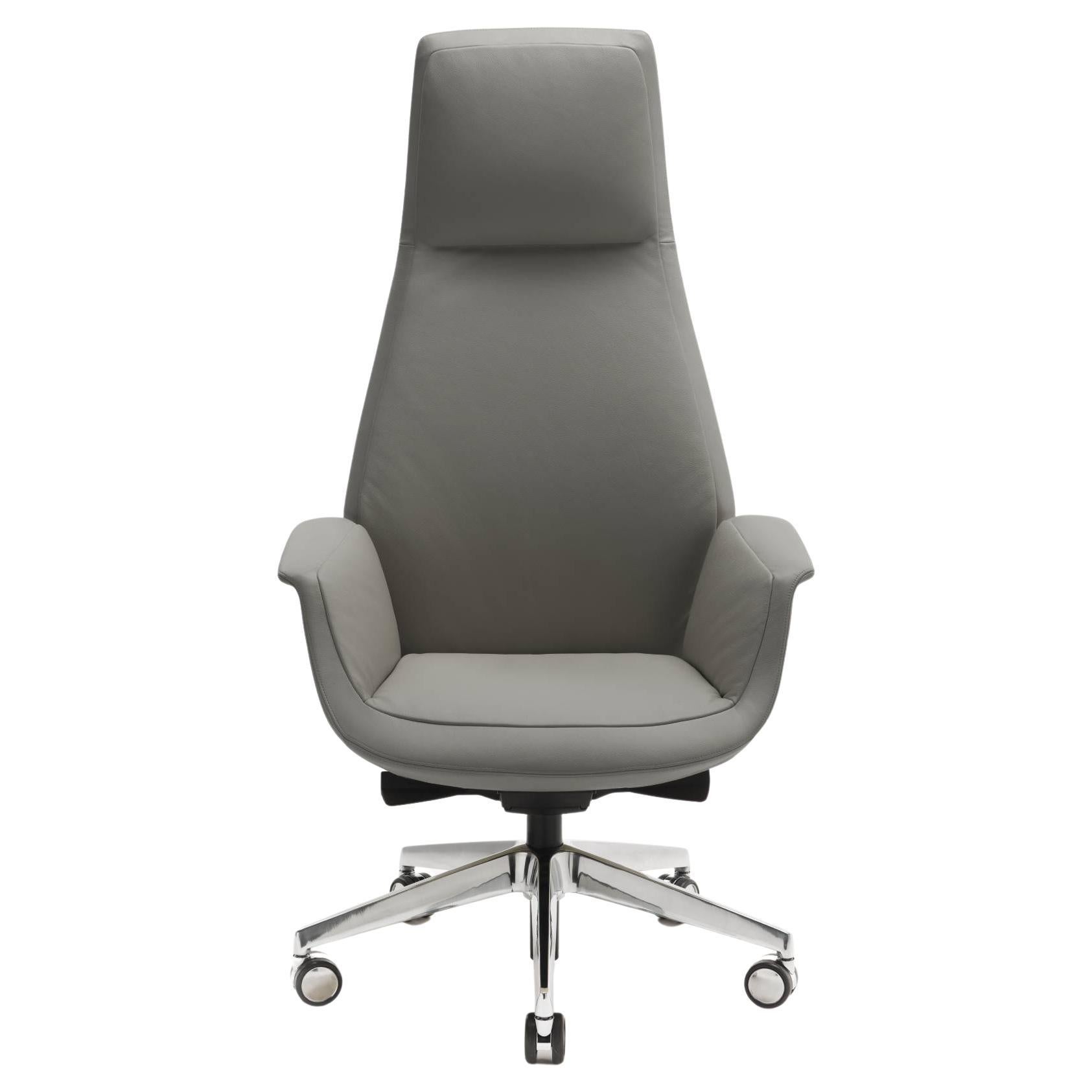 Downtown President Office Chair Genuine Leather Pelle SC 26 Topo Light Grey For Sale