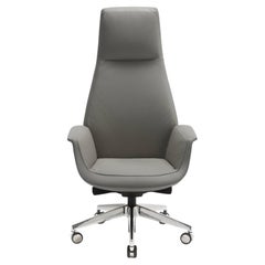 Downtown President Office Chair Genuine Leather Pelle SC 26 Topo Light Grey