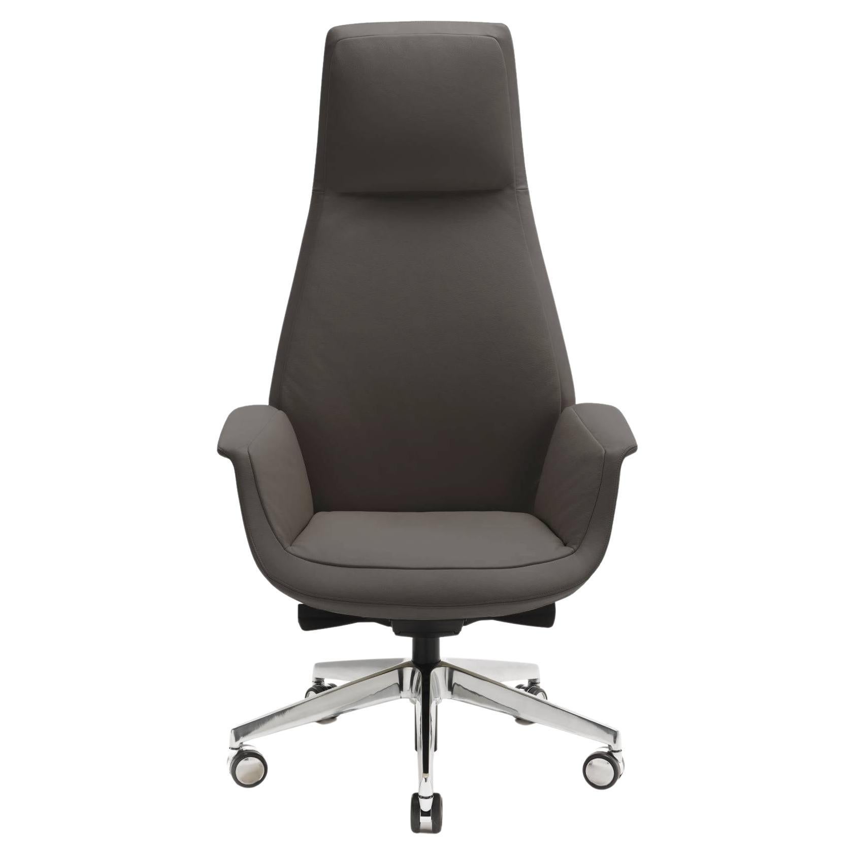 Downtown President Office Chair Genuine Leather Pelle SC 28 Seppia Dark Grey For Sale