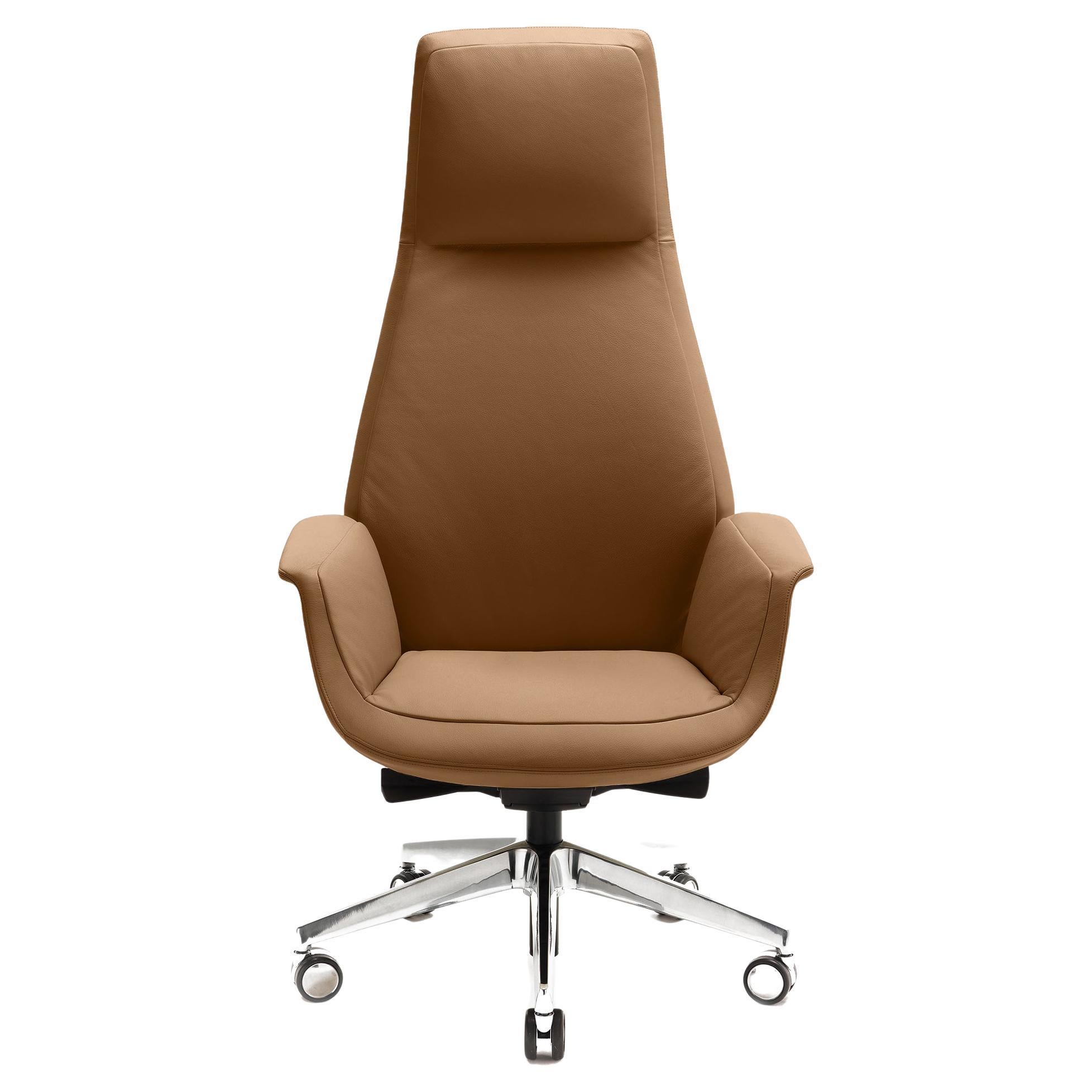 Downtown President Office Chair Genuine Leather Pelle SC 56 Siena Brown For Sale