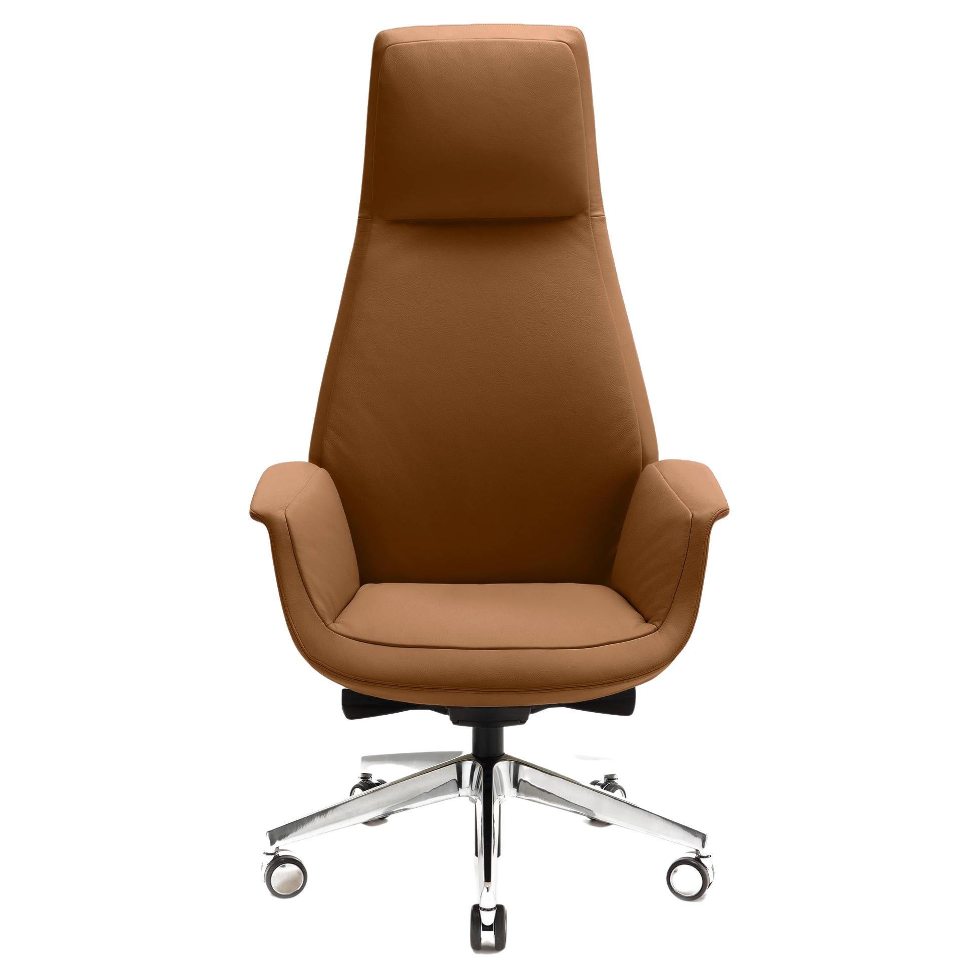 Downtown President Office Chair Genuine Leather Pelle SC 66 India Light Brown For Sale