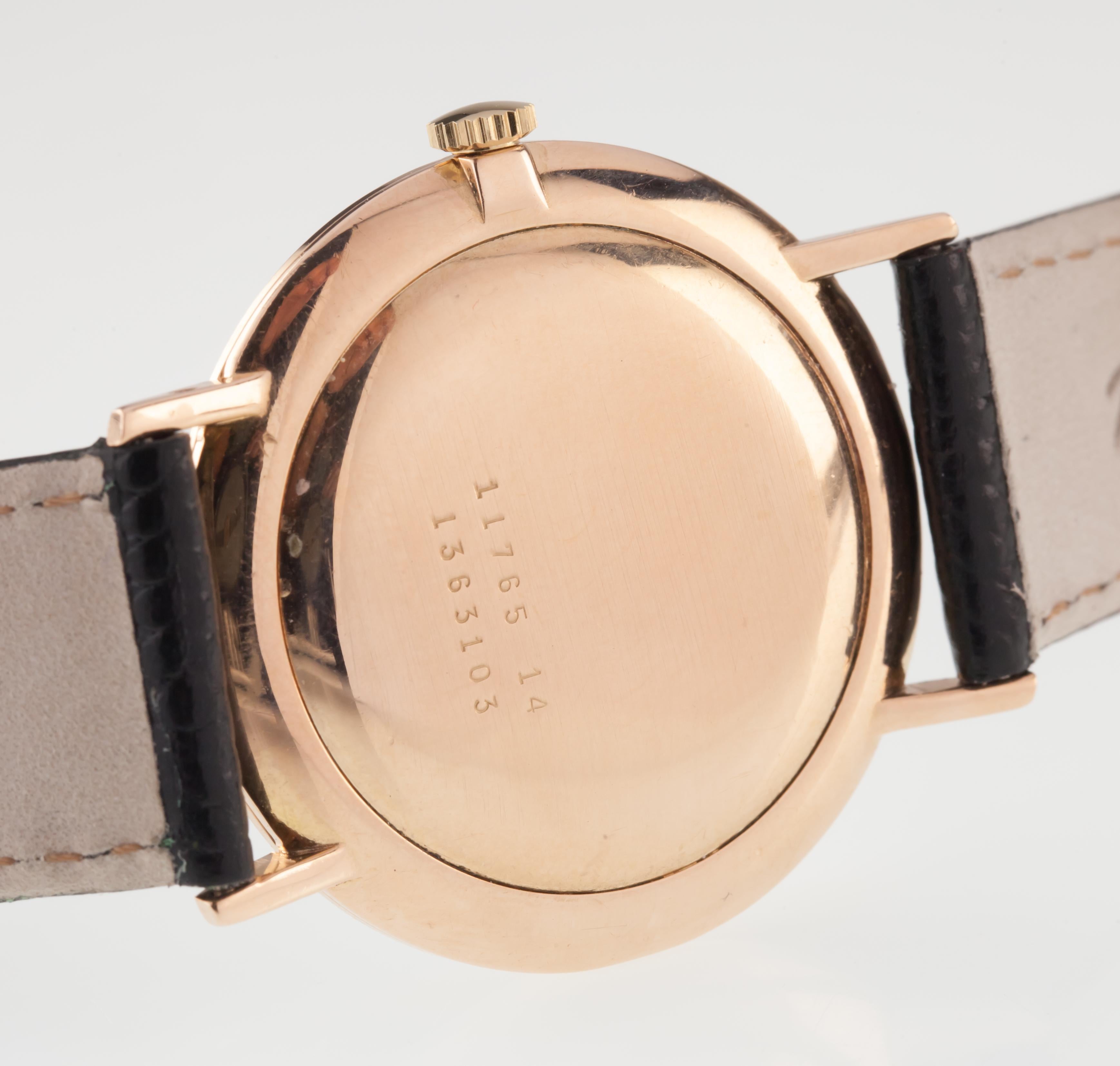 Sechs handgetriebene antike Magnetische Uhr aus 14 Karat Roségold mit Datumsbewegung #111 im Angebot 2