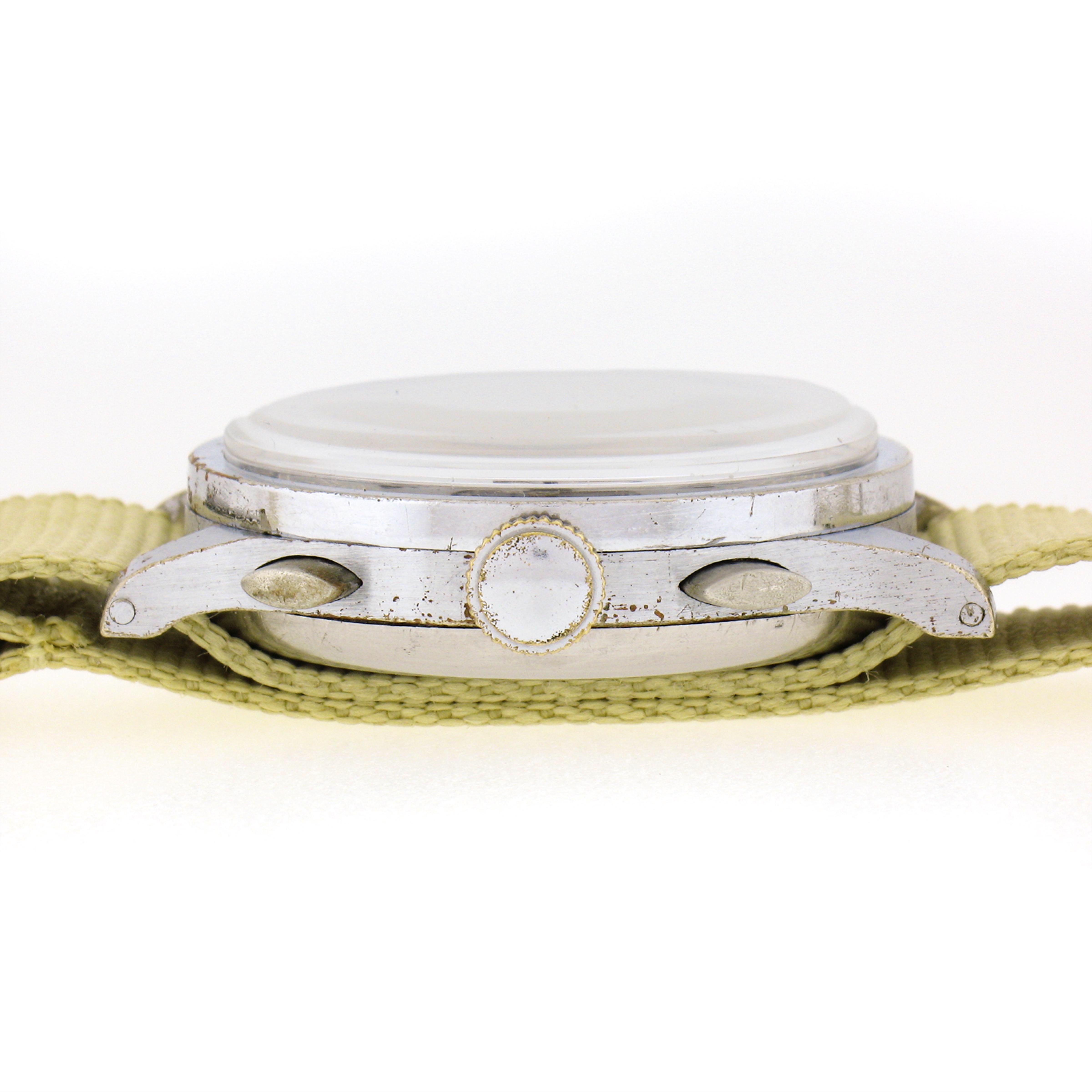 Women's or Men's DOXA Manual Multi Scale Chronograph Steel Wrist Watch NATO Strap Valjoux 22 For Sale
