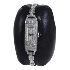 Doxa Platinum and Diamond Ladies Bracelet Dress Watch, circa 1930's