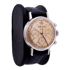 Doxa Steel High Grade Triple Date Calendar Watch with Original Dial, circa 1940s