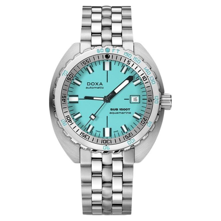 Doxa Sub 1500T Aquamarine Turquoise Stainless Steel Watch 883.10.241.10  For Sale
