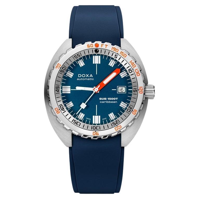 Doxa Sub 1500T Caribbean 42mm Blue Strap Men's Watch 883.10.201.32 For Sale