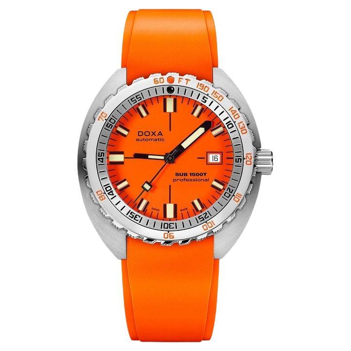 Doxa Sub 1500T Professional 45mm Orange Strap Men's Watch 883.10.351.21