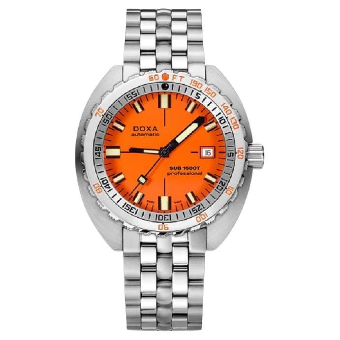 Doxa Sub 1500T Professional Stainless Steel Orange Dial Watch 883.10.351.10 For Sale