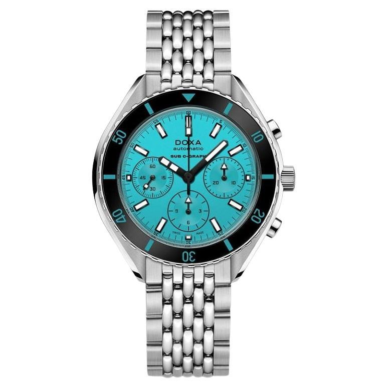 Doxa Sub 200 C-Graph Aquamarine 45mm Stainless Steel Men's Watch 798.10.241.10 For Sale