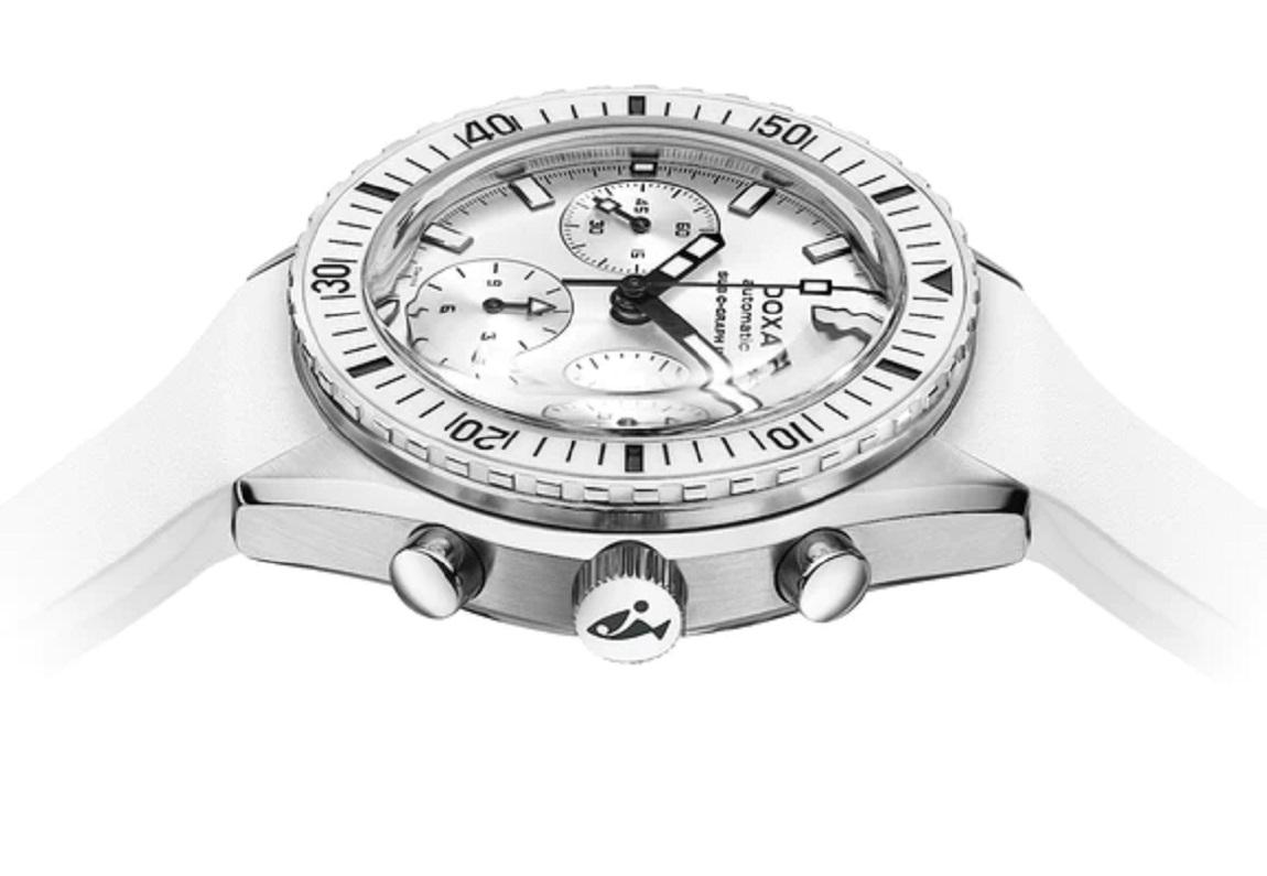 Doxa Sub 200 C-Graph II WhitePearl Rubber Strap Men's Watch 797.10.011W.23 In New Condition For Sale In Wilmington, DE