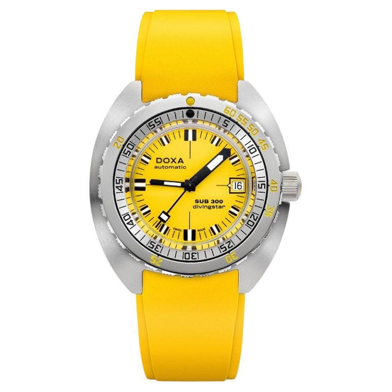 Doxa Sub 300 Divingstar Yellow & Rubber Strap Men's Watch 821.10.361.31 For Sale