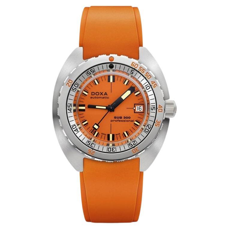Doxa Sub 300 Professional Orange and Rubber Strap Men's Watch 821.10.351.21 For Sale