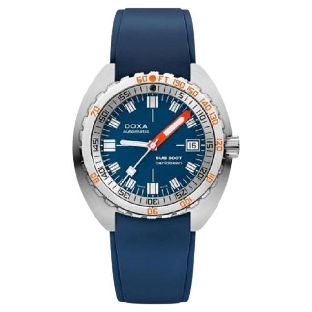 Doxa Sub 300T Caribbean 42mm Blue and Rubber Strap Men's Watch 840.10.201.32 For Sale